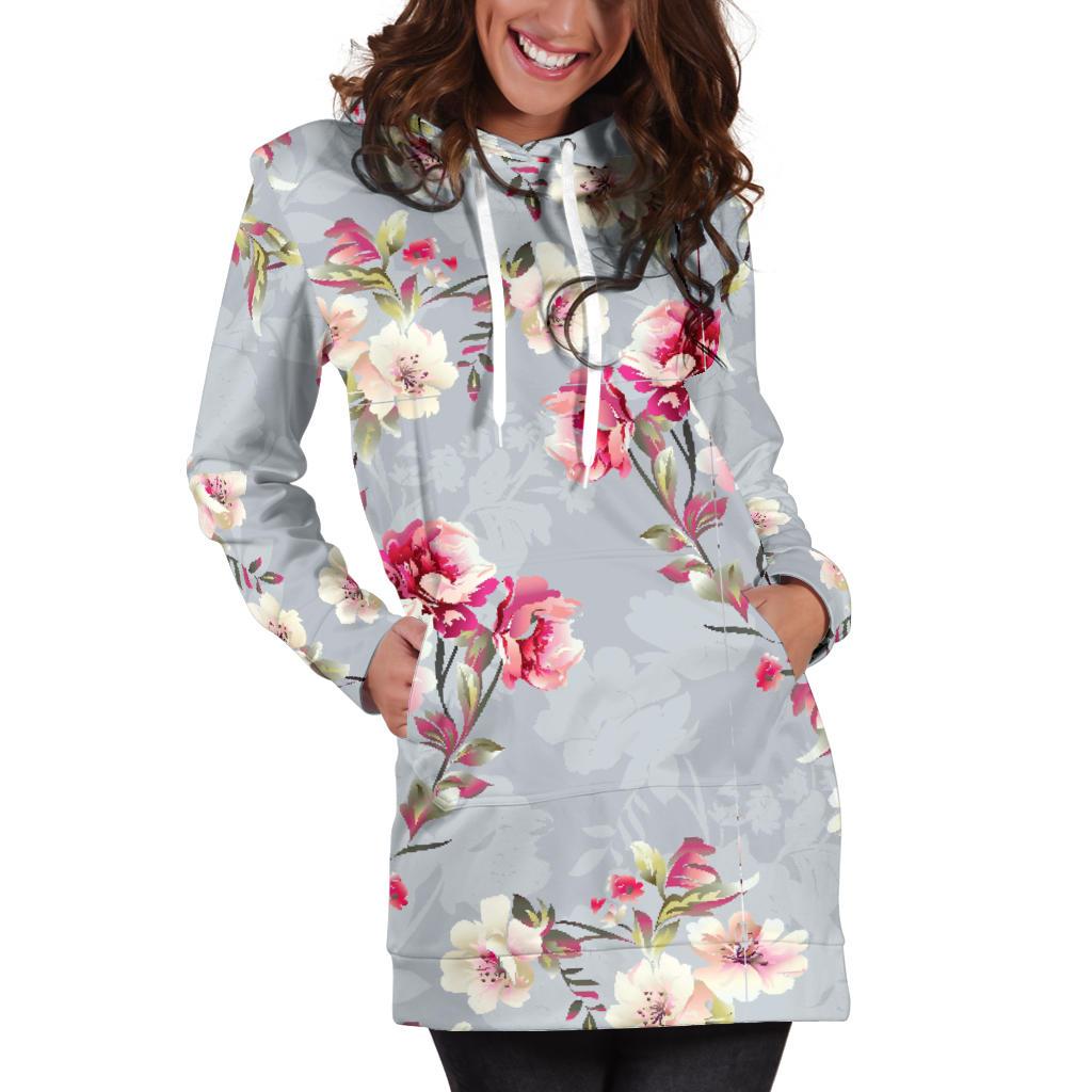 Summer Floral Pattern Print Design SF02 Women Hoodie Dress