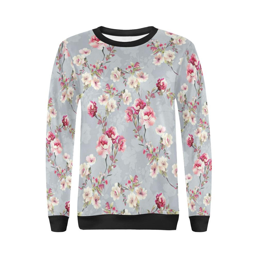 Summer Floral Pattern Print Design SF02 Women Long Sleeve Sweatshirt-JorJune