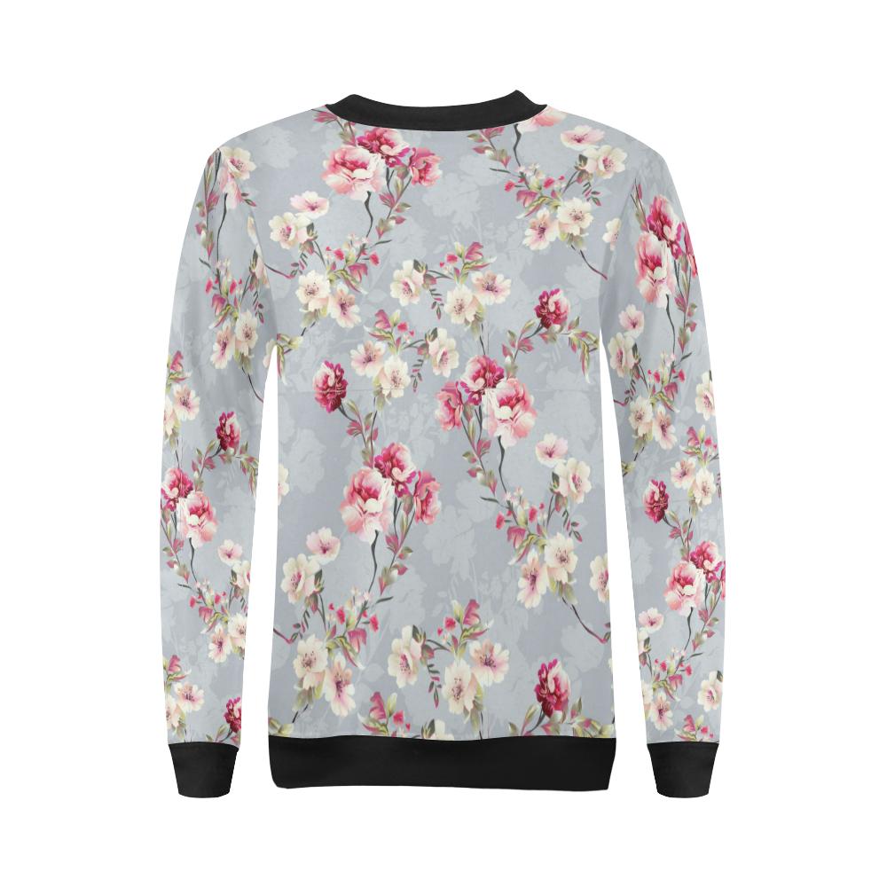 Summer Floral Pattern Print Design SF02 Women Long Sleeve Sweatshirt-JorJune