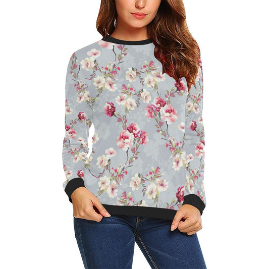 Summer Floral Pattern Print Design SF02 Women Long Sleeve Sweatshirt-JorJune