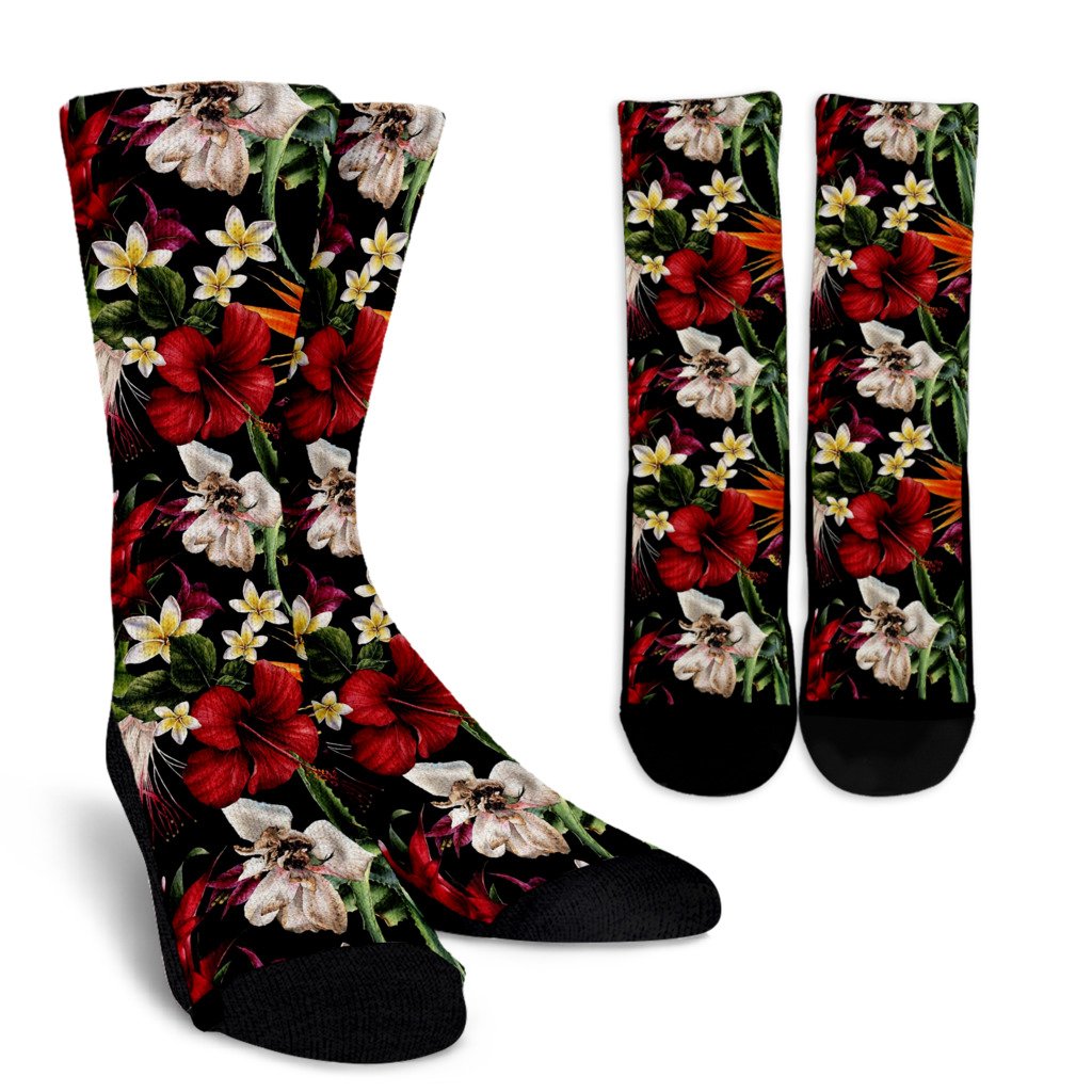 Summer Floral Pattern Print Design SF03 Crew Socks-JORJUNE.COM