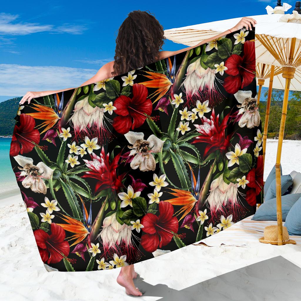 Summer Floral Pattern Print Design SF03 Sarong Pareo Wrap-JORJUNE.COM