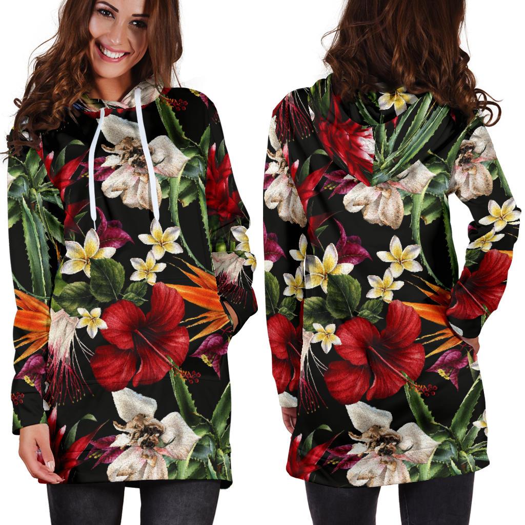Summer Floral Pattern Print Design SF03 Women Hoodie Dress