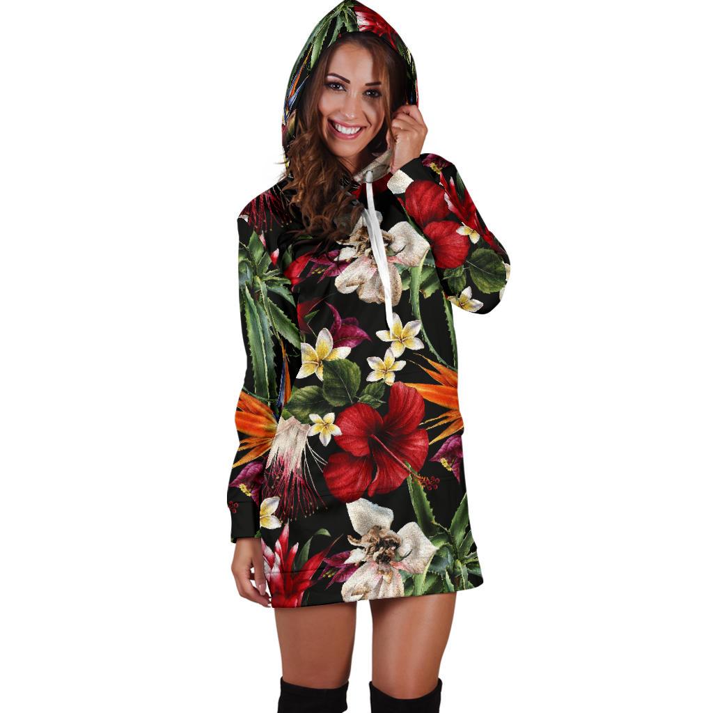 Summer Floral Pattern Print Design SF03 Women Hoodie Dress