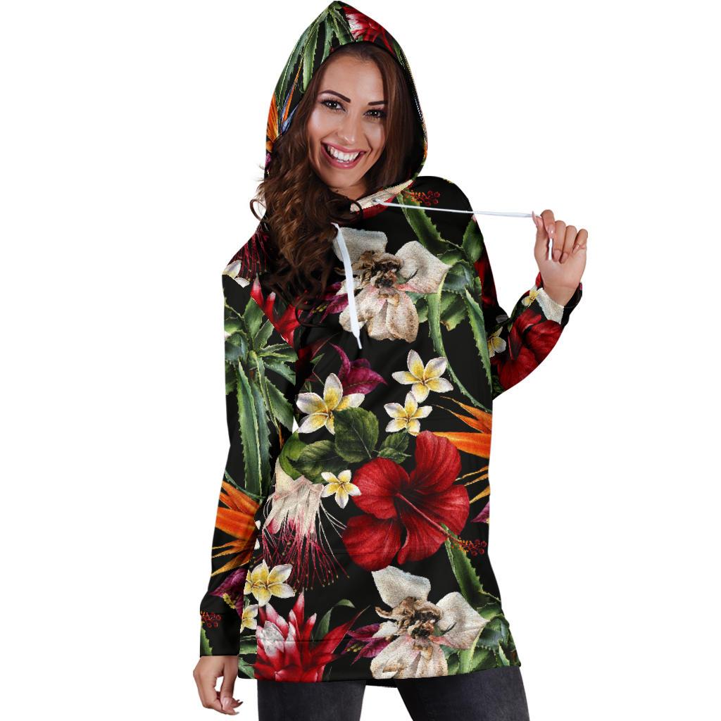 Summer Floral Pattern Print Design SF03 Women Hoodie Dress