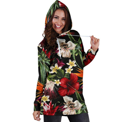 Summer Floral Pattern Print Design SF03 Women Hoodie Dress