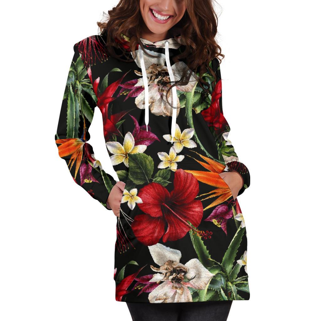 Summer Floral Pattern Print Design SF03 Women Hoodie Dress