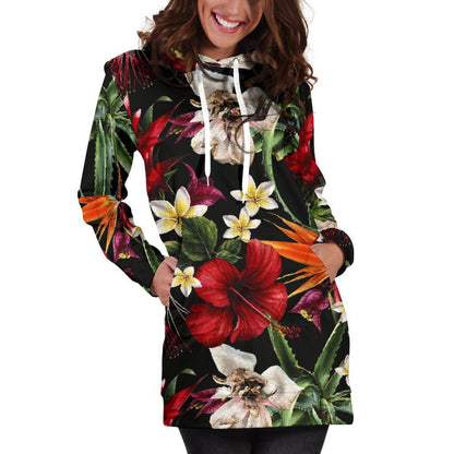Summer Floral Pattern Print Design SF03 Women Hoodie Dress