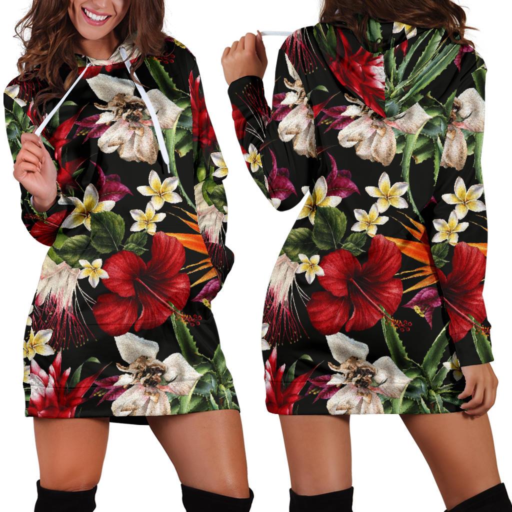 Summer Floral Pattern Print Design SF03 Women Hoodie Dress