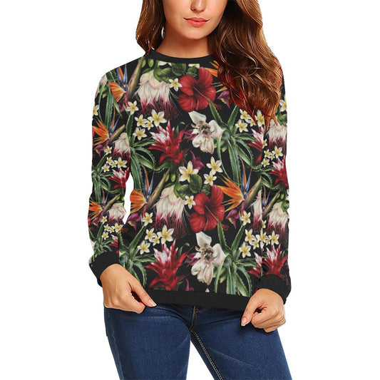 Summer Floral Pattern Print Design SF03 Women Long Sleeve Sweatshirt-JorJune