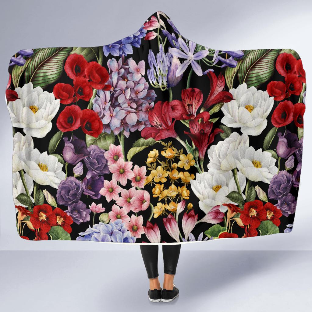 Summer Floral Pattern Print Design SF04 Hooded Blanket-JORJUNE.COM