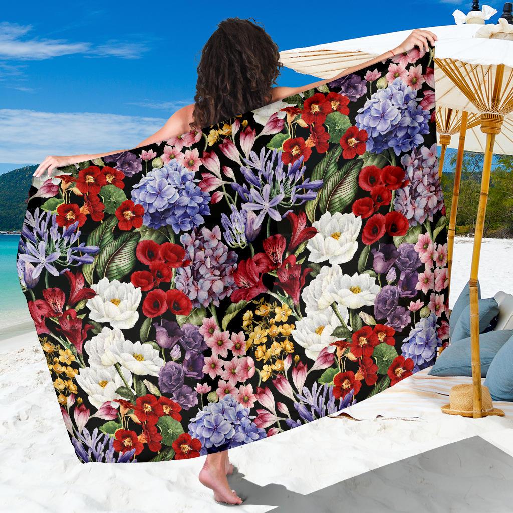 Summer Floral Pattern Print Design SF04 Sarong Pareo Wrap-JORJUNE.COM