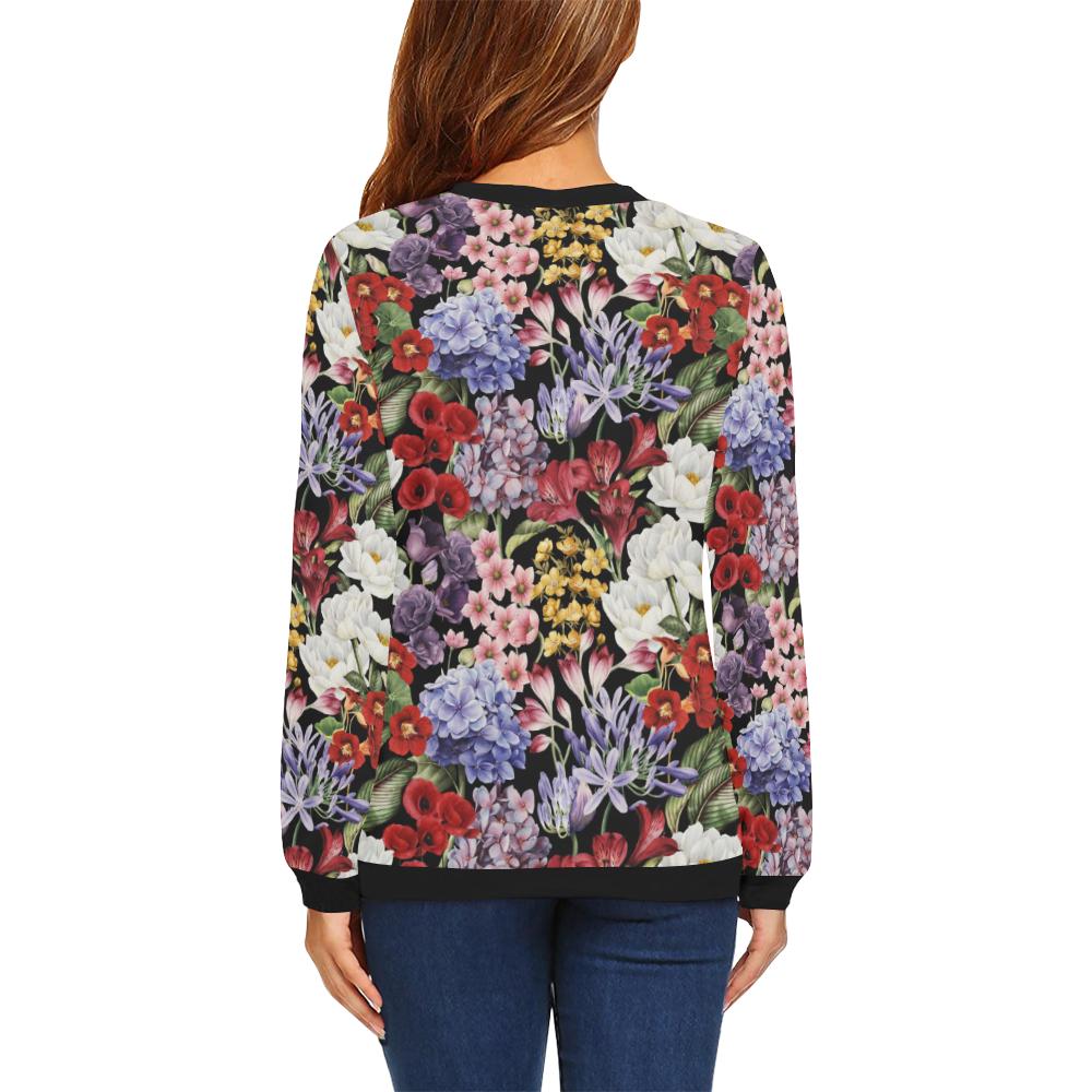 Summer Floral Pattern Print Design SF04 Women Long Sleeve Sweatshirt-JorJune
