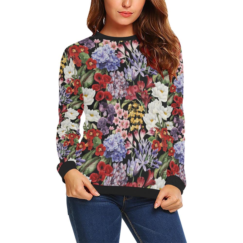 Summer Floral Pattern Print Design SF04 Women Long Sleeve Sweatshirt-JorJune