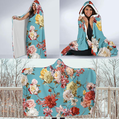 Summer Floral Pattern Print Design SF05 Hooded Blanket-JORJUNE.COM