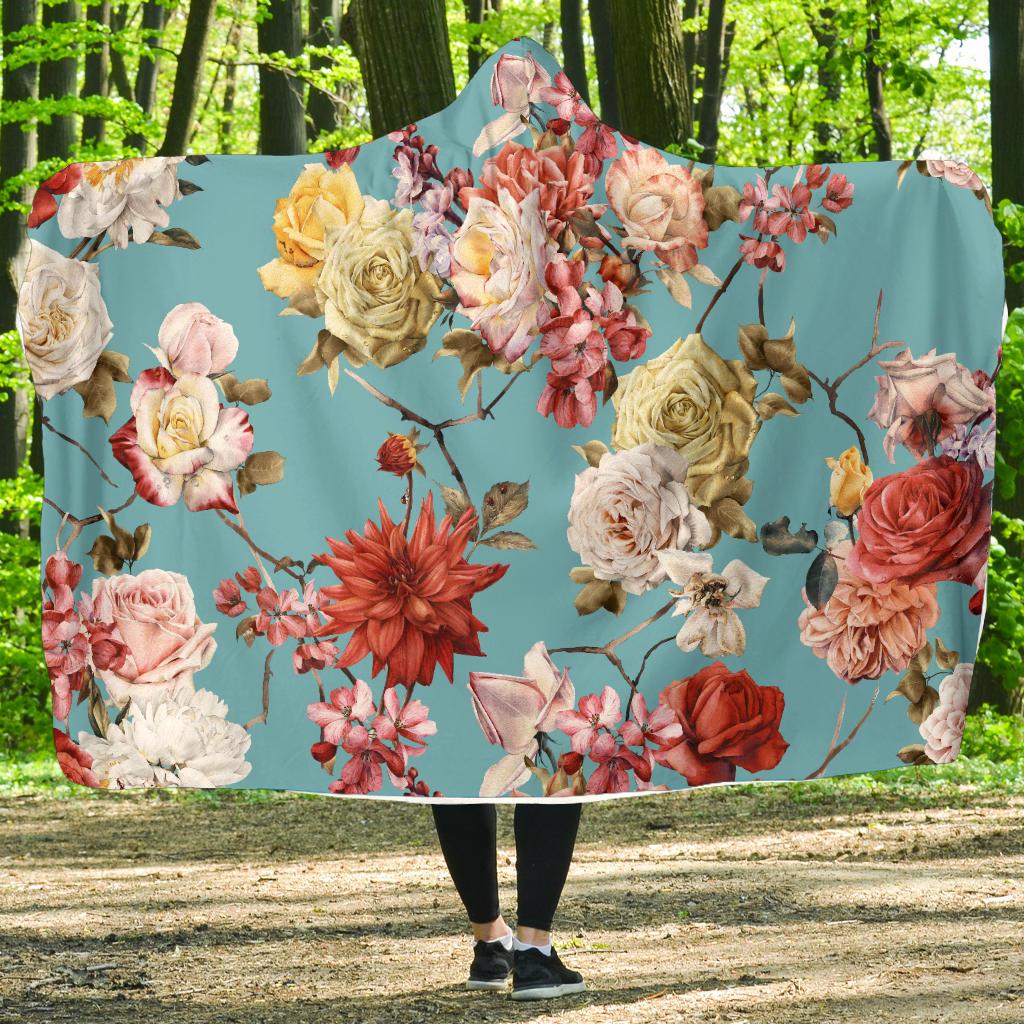 Summer Floral Pattern Print Design SF05 Hooded Blanket-JORJUNE.COM