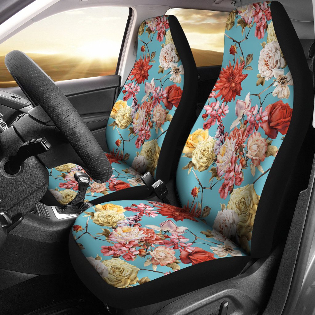 Summer Floral Pattern Print Design SF05 Universal Fit Car Seat Covers-JorJune