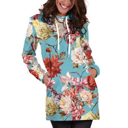 Summer Floral Pattern Print Design SF05 Women Hoodie Dress