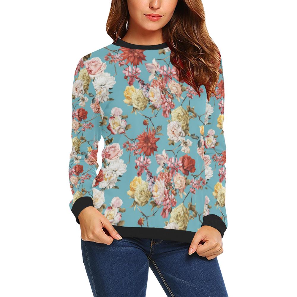 Summer Floral Pattern Print Design SF05 Women Long Sleeve Sweatshirt-JorJune