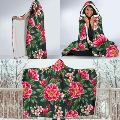 Summer Floral Pattern Print Design SF06 Hooded Blanket-JORJUNE.COM