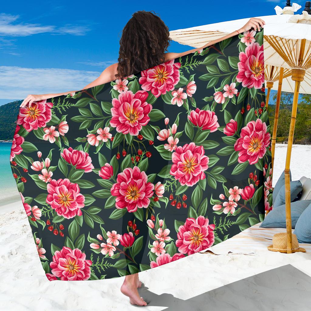 Summer Floral Pattern Print Design SF06 Sarong Pareo Wrap-JORJUNE.COM