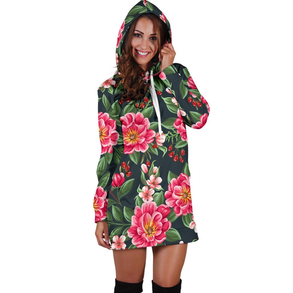 Summer Floral Pattern Print Design SF06 Women Hoodie Dress