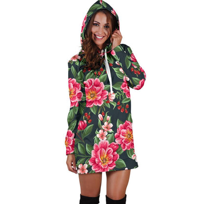 Summer Floral Pattern Print Design SF06 Women Hoodie Dress