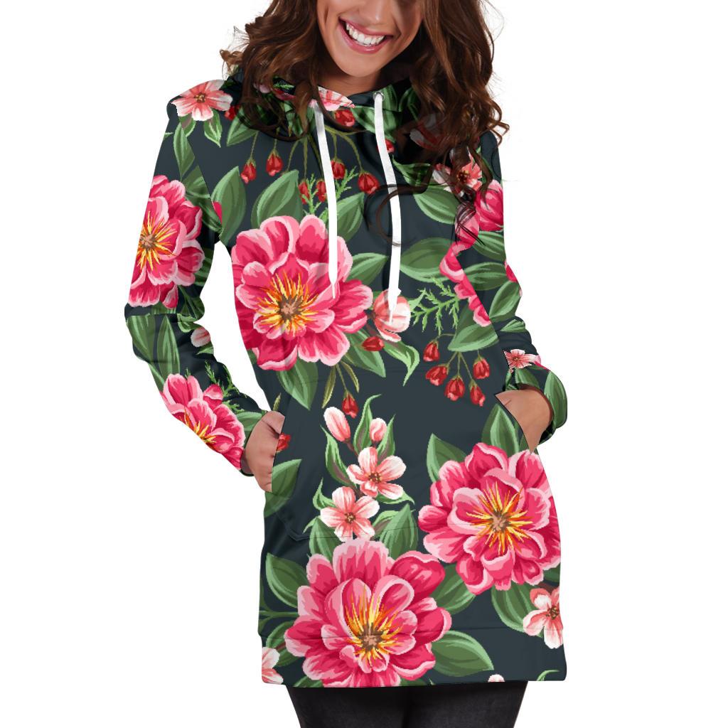 Summer Floral Pattern Print Design SF06 Women Hoodie Dress