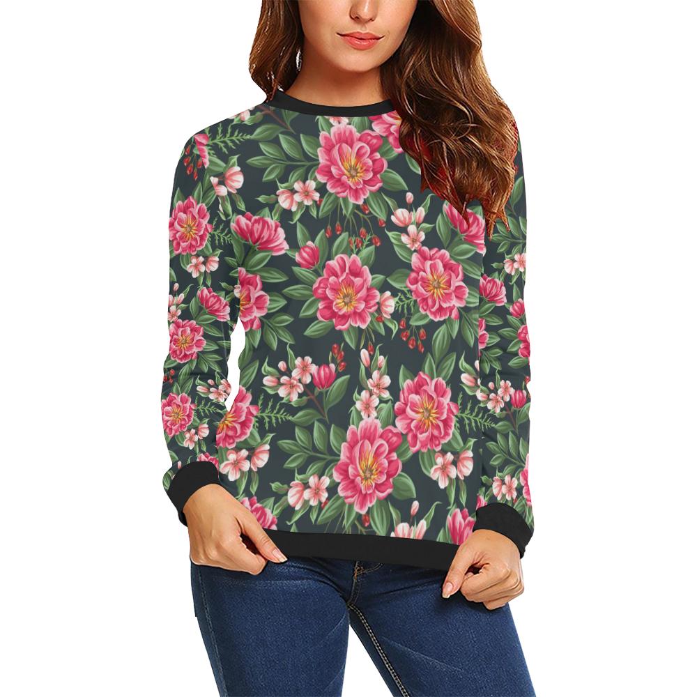 Summer Floral Pattern Print Design SF06 Women Long Sleeve Sweatshirt-JorJune