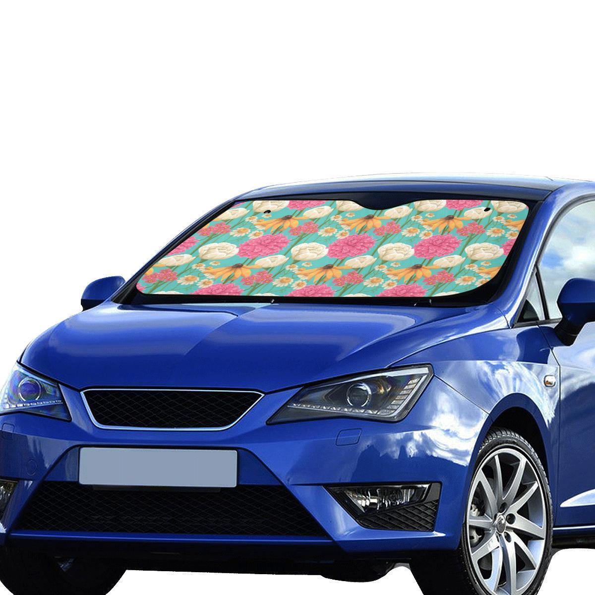 Summer Floral Pattern Print Design SF07 Car Sun Shade-JorJune