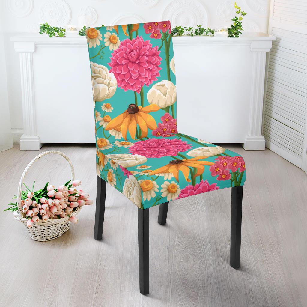 Summer Floral Pattern Print Design SF07 Dining Chair Slipcover-JORJUNE.COM