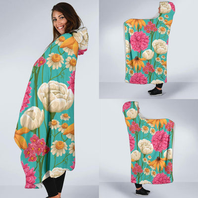 Summer Floral Pattern Print Design SF07 Hooded Blanket-JORJUNE.COM