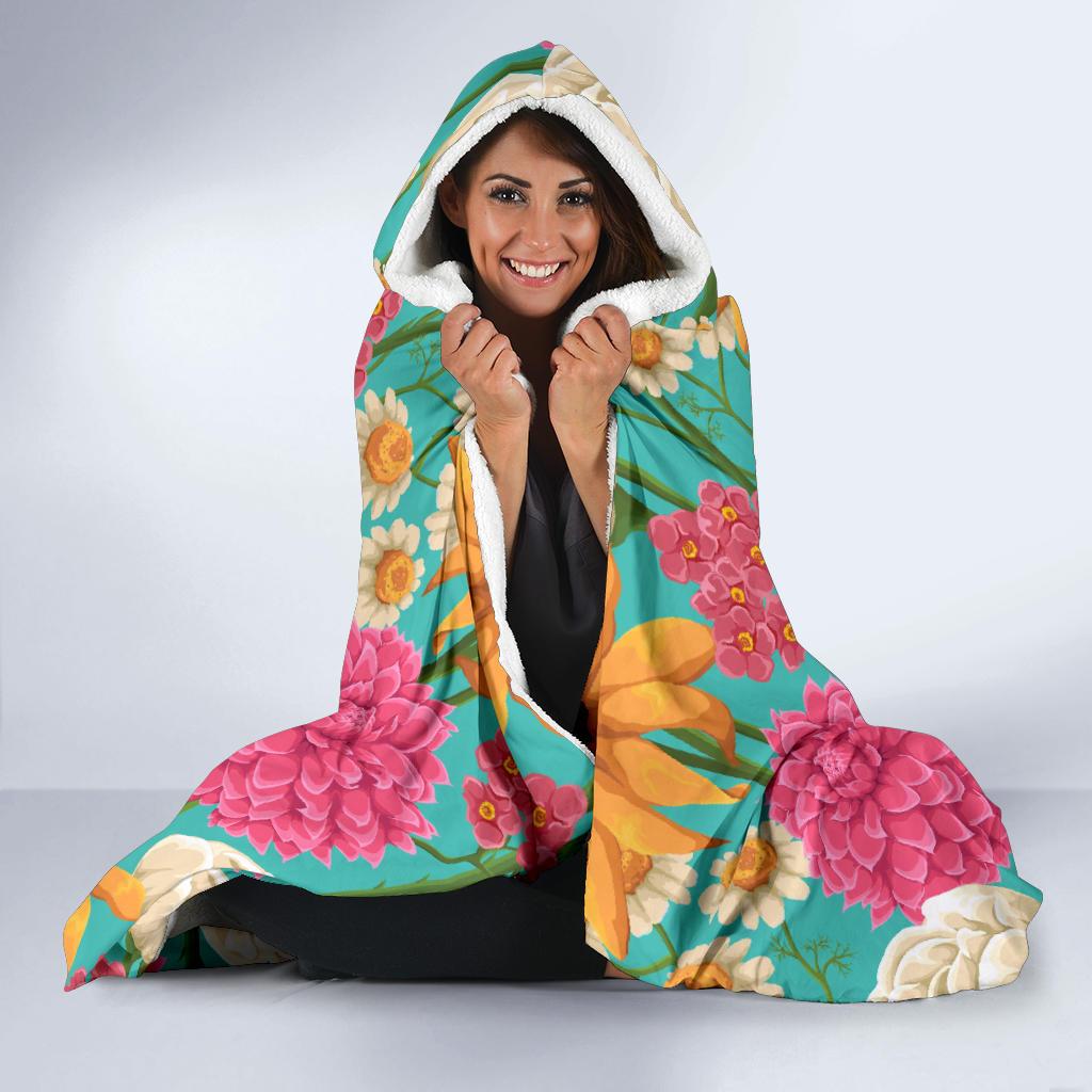 Summer Floral Pattern Print Design SF07 Hooded Blanket-JORJUNE.COM