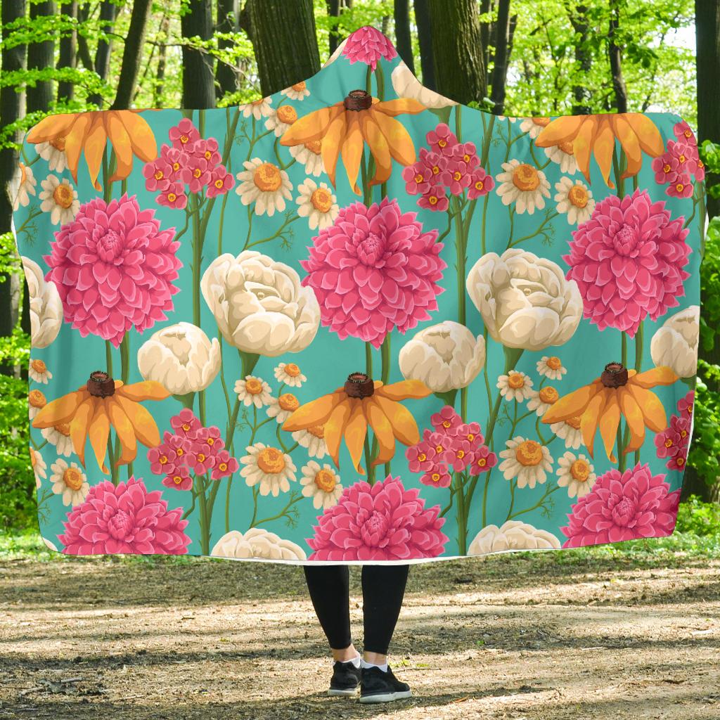 Summer Floral Pattern Print Design SF07 Hooded Blanket-JORJUNE.COM