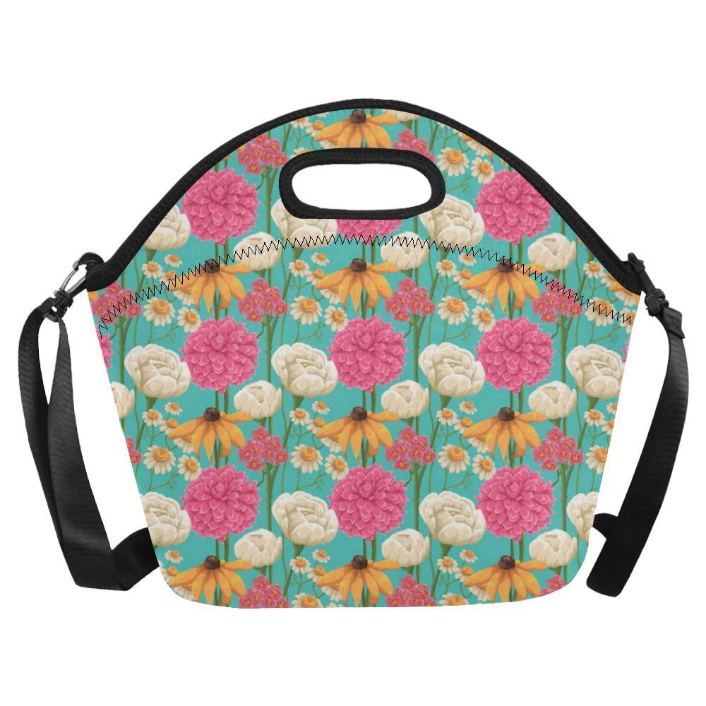 Summer Floral Pattern Print Design SF07 Neoprene Lunch Bag-JorJune