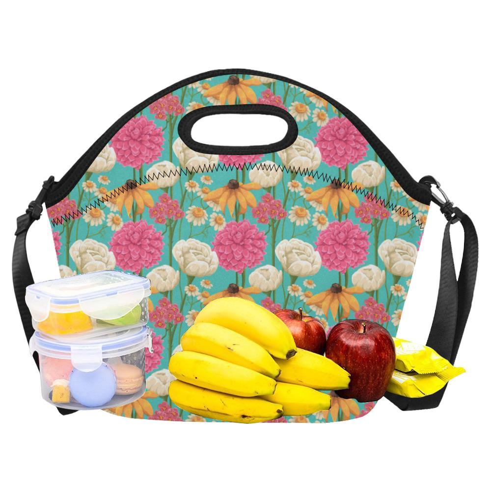 Summer Floral Pattern Print Design SF07 Neoprene Lunch Bag-JorJune