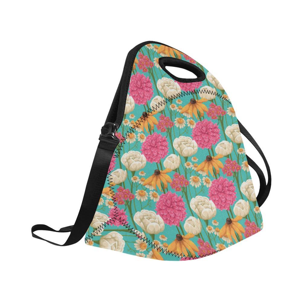 Summer Floral Pattern Print Design SF07 Neoprene Lunch Bag-JorJune