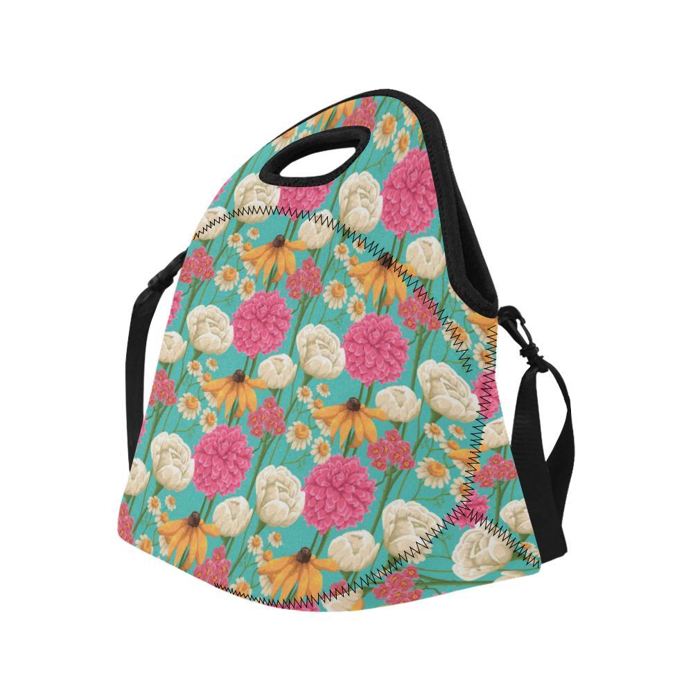 Summer Floral Pattern Print Design SF07 Neoprene Lunch Bag-JorJune