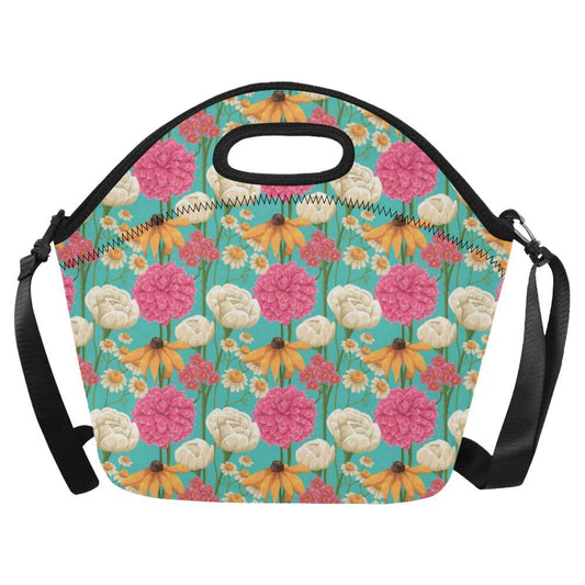 Summer Floral Pattern Print Design SF07 Neoprene Lunch Bag-JorJune