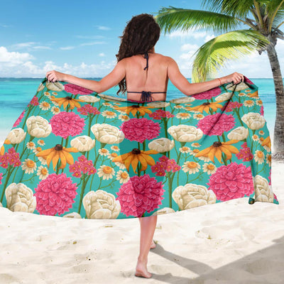 Summer Floral Pattern Print Design SF07 Sarong Pareo Wrap-JORJUNE.COM