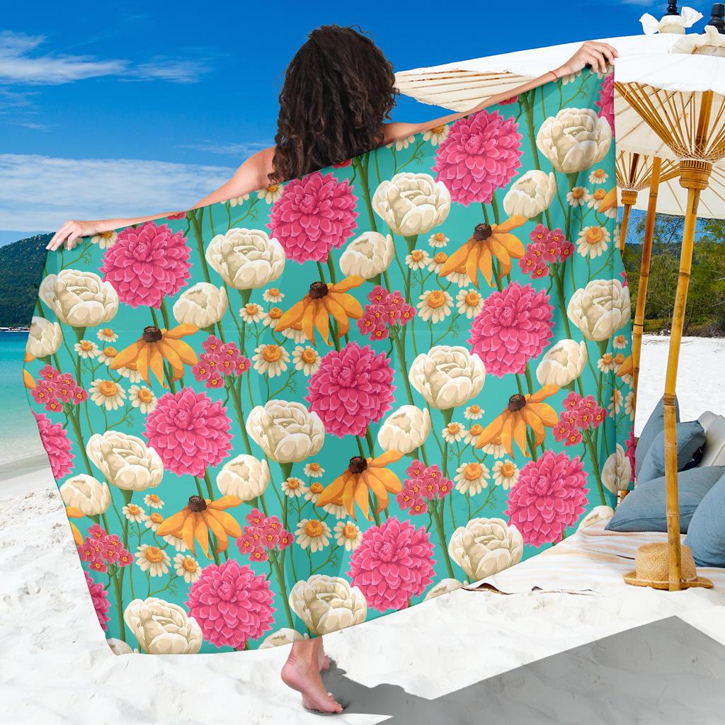 Summer Floral Pattern Print Design SF07 Sarong Pareo Wrap-JORJUNE.COM
