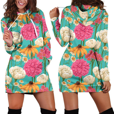 Summer Floral Pattern Print Design SF07 Women Hoodie Dress