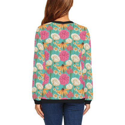 Summer Floral Pattern Print Design SF07 Women Long Sleeve Sweatshirt-JorJune
