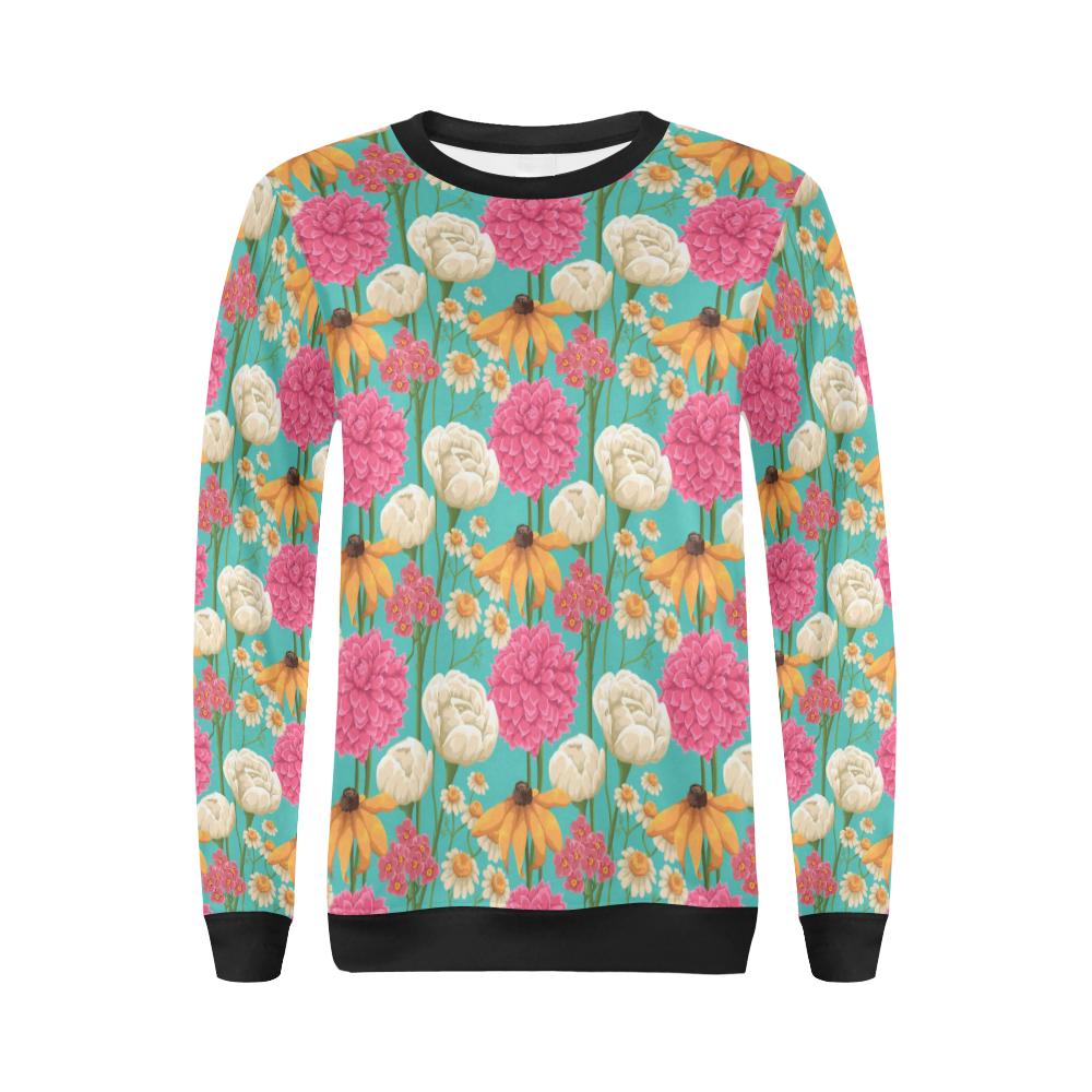 Summer Floral Pattern Print Design SF07 Women Long Sleeve Sweatshirt-JorJune
