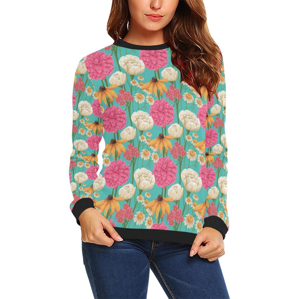 Summer Floral Pattern Print Design SF07 Women Long Sleeve Sweatshirt-JorJune