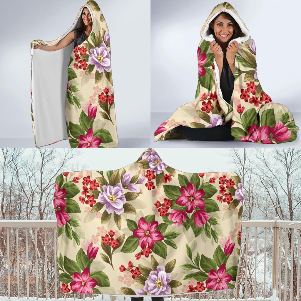 Summer Floral Pattern Print Design SF08 Hooded Blanket-JORJUNE.COM
