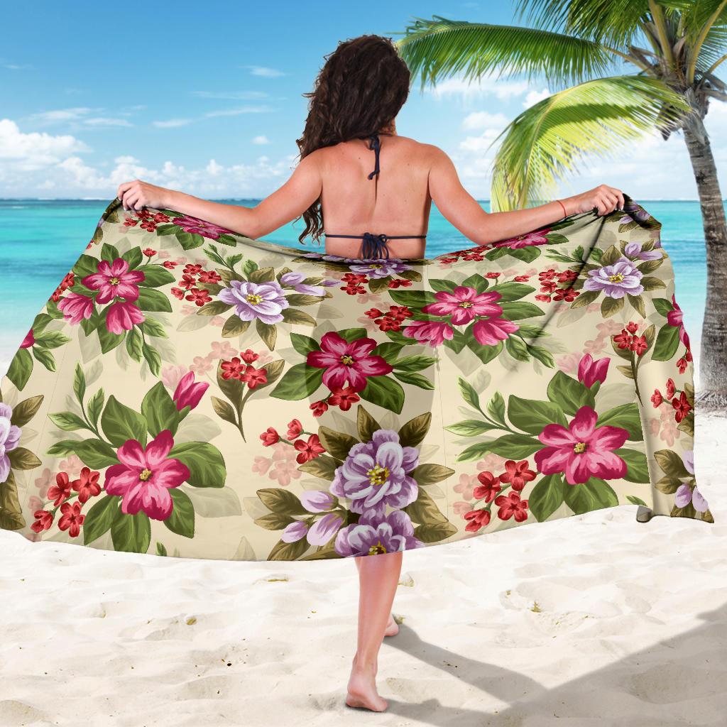Summer Floral Pattern Print Design SF08 Sarong Pareo Wrap-JORJUNE.COM