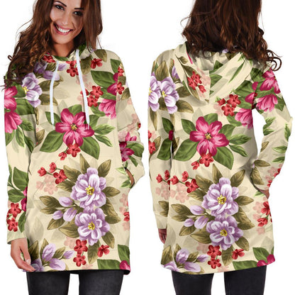 Summer Floral Pattern Print Design SF08 Women Hoodie Dress