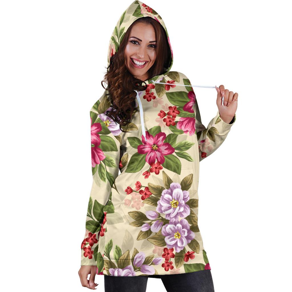 Summer Floral Pattern Print Design SF08 Women Hoodie Dress