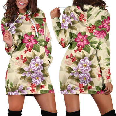 Summer Floral Pattern Print Design SF08 Women Hoodie Dress